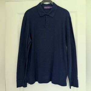 Ralph Lauren Purple Label Blue Polo Shirt Classic Knit